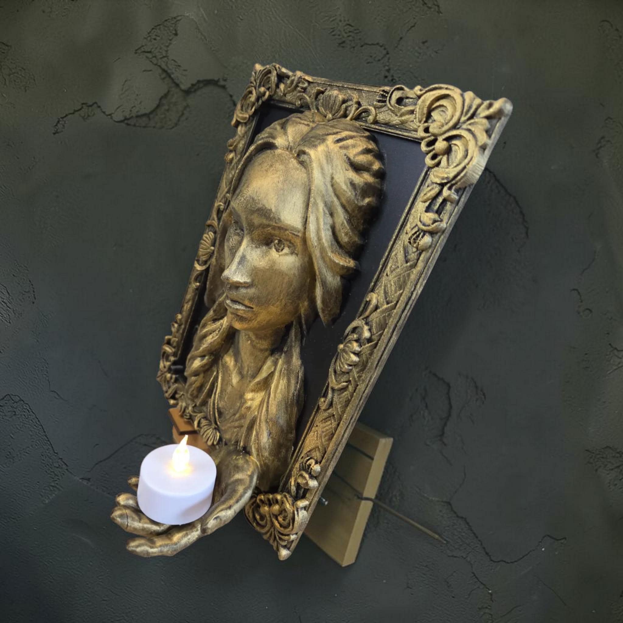 Woman portrait wall plaque in ornate frame | vintage gothic wall decor