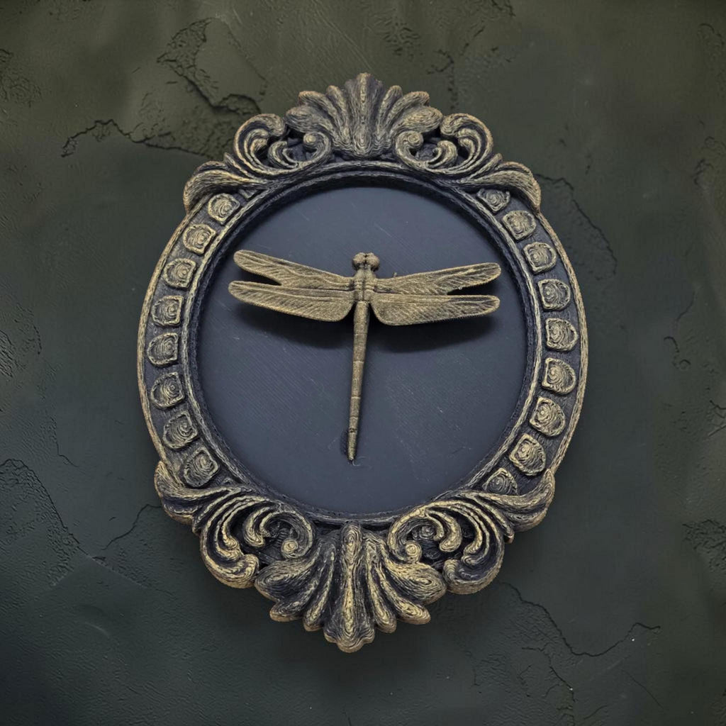 Dragonfly wall plaque in baroque frame | nature inspired wall decor