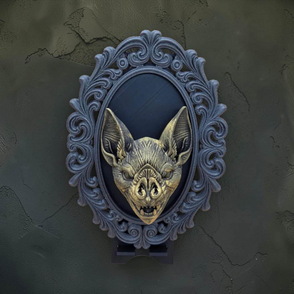 Bat wall plaque in ornate frame | gothic halloween wall decor