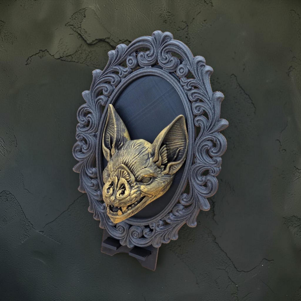 Bat wall plaque in ornate frame | gothic halloween wall decor