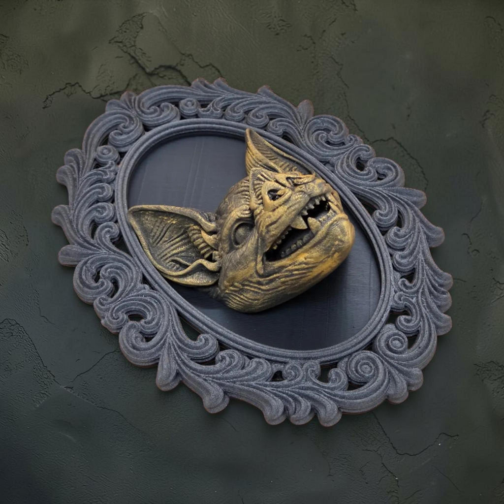 Bat wall plaque in ornate frame | gothic halloween wall decor