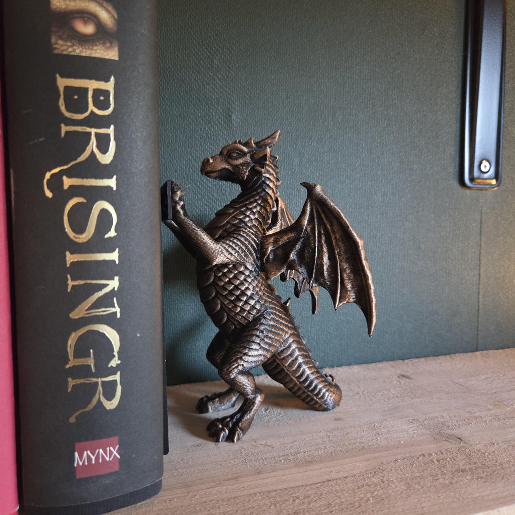 Dragon Bookend, Fantasy Bookshelf Decor, Decorative Dragon Book End, Bookish Gift for Fantasy Readers