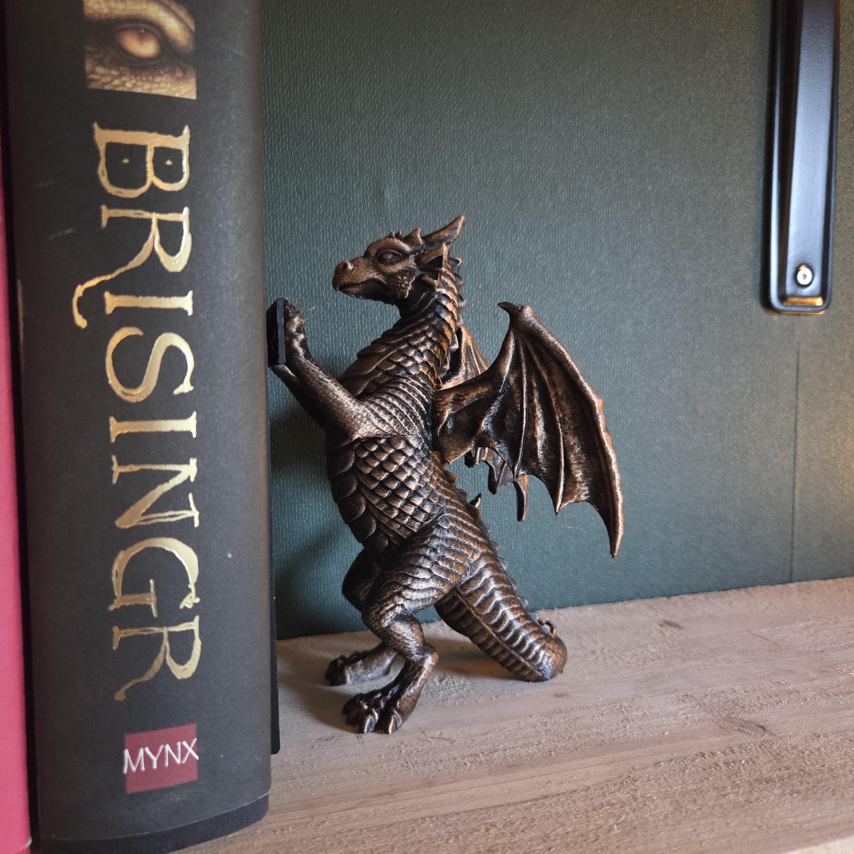 Dragon Bookend, Fantasy Bookshelf Decor, Decorative Dragon Book End, Bookish Gift for Fantasy Readers