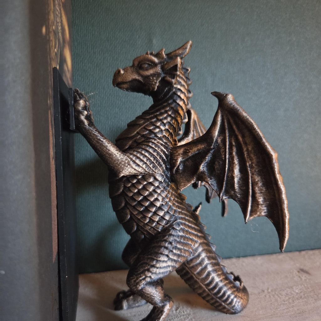 Dragon Bookend, Fantasy Bookshelf Decor, Decorative Dragon Book End, Bookish Gift for Fantasy Readers