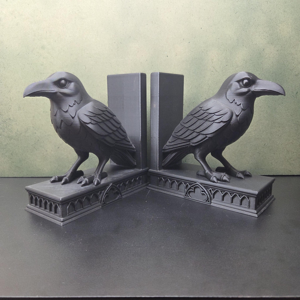Raven Bookends | Gothic Book Ends | Crow Bookshelf Decor | Dark Academia Bookends | Gothic Home Decor