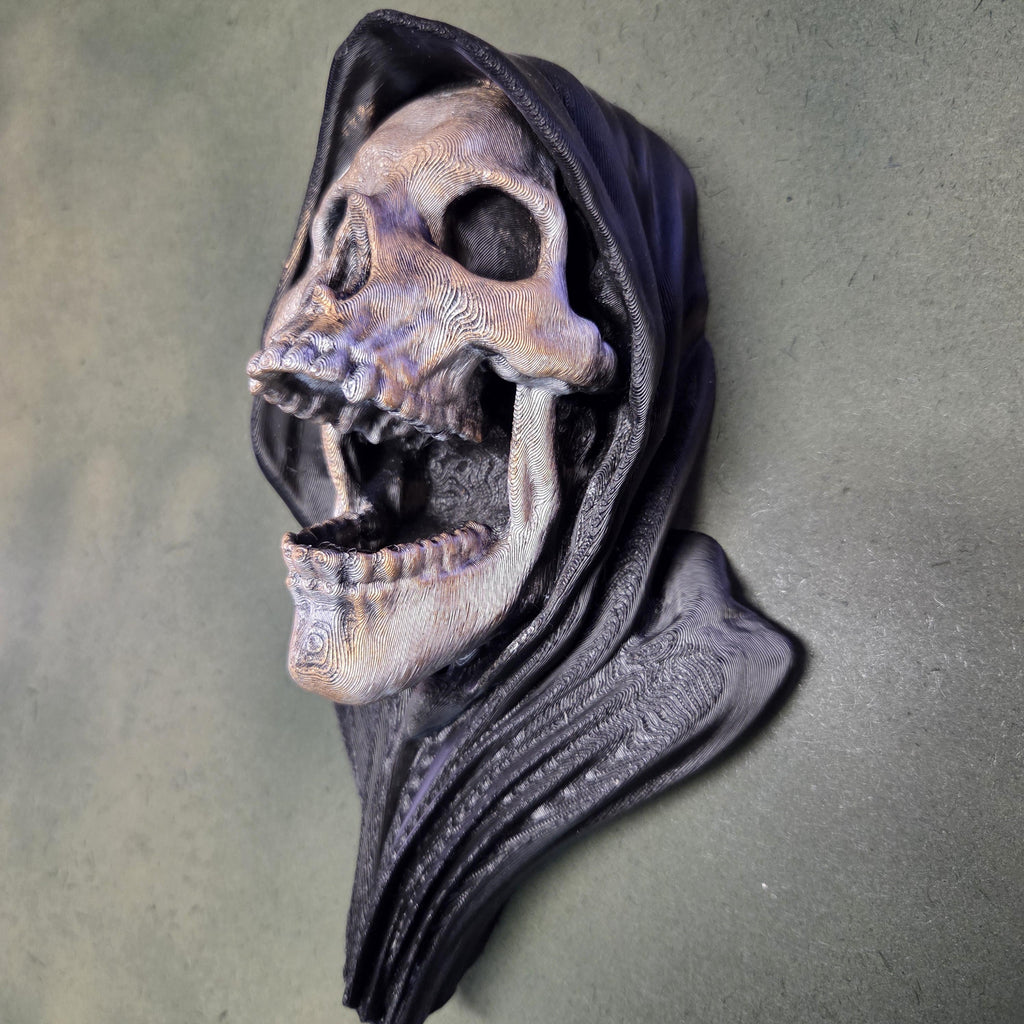 Hooded Skull hallloween Wall Decor | Grim Reaper Wall Plaque | Gothic Skull Sculpture | Dark Fantasy Wall Art | Horror Decor