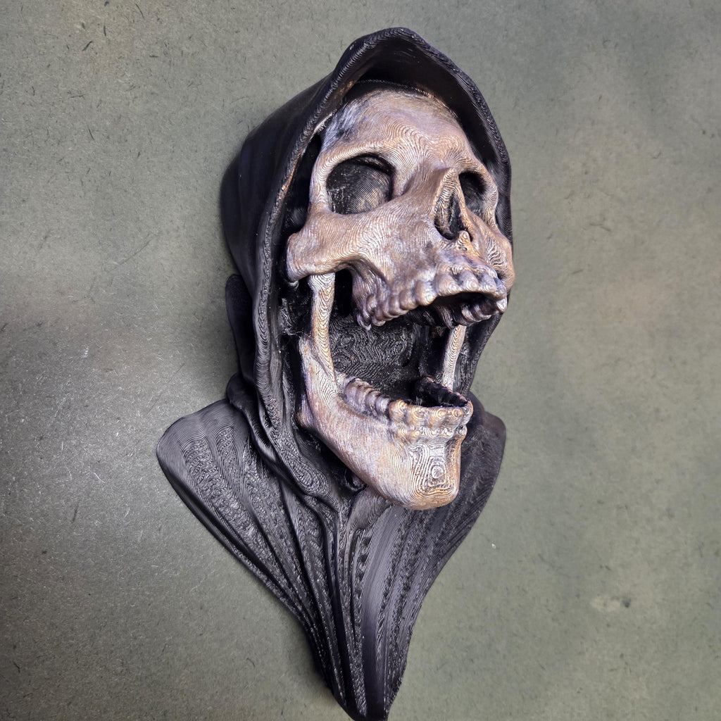 Hooded Skull hallloween Wall Decor | Grim Reaper Wall Plaque | Gothic Skull Sculpture | Dark Fantasy Wall Art | Horror Decor