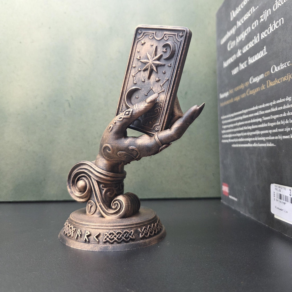 Tarot Hand Statue | Witchy Occult Decor | Mystical Hand Holding Tarot Card | Dark Academia Decor | Gothic Bookshelf Ornament