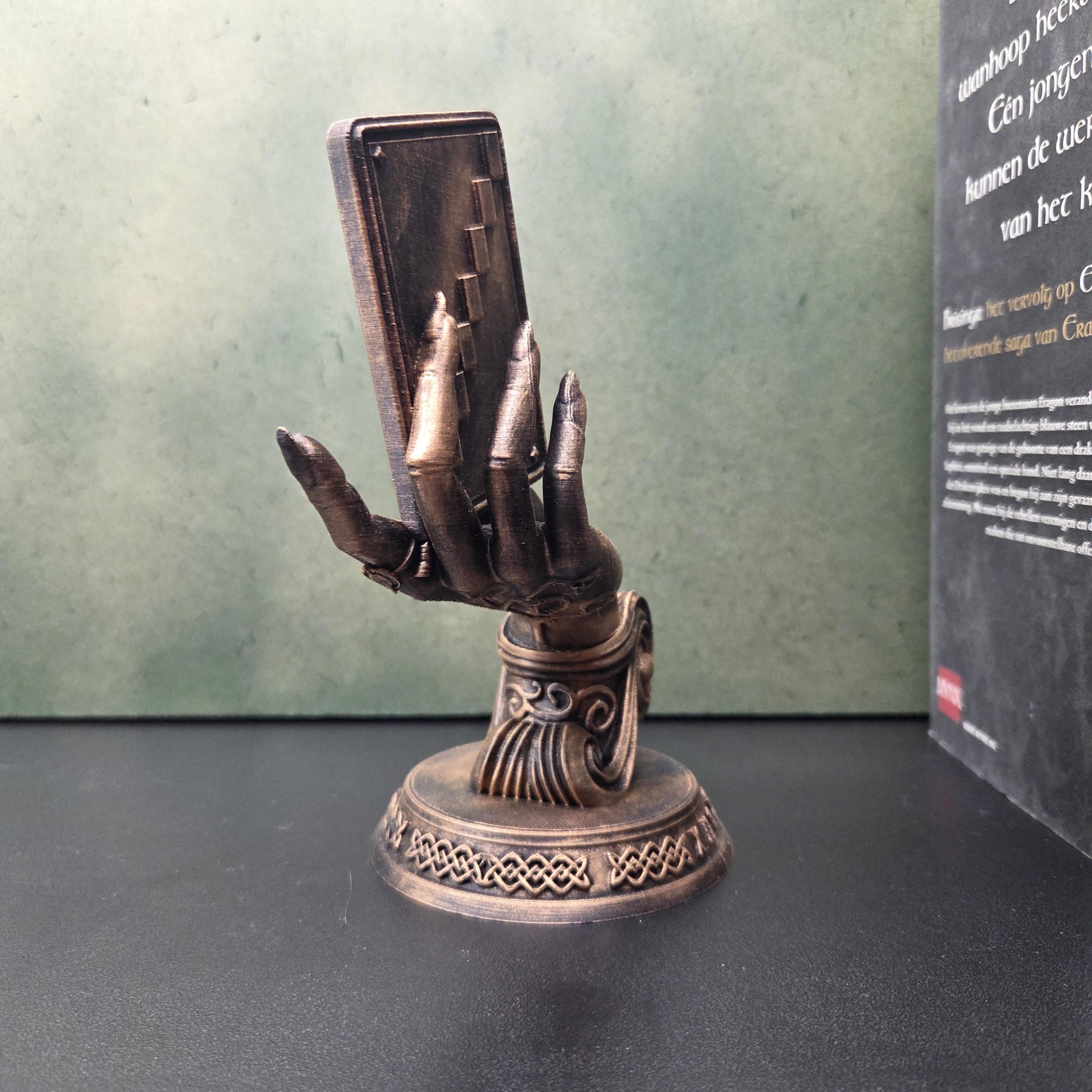 Tarot Hand Statue | Witchy Occult Decor | Mystical Hand Holding Tarot Card | Dark Academia Decor | Gothic Bookshelf Ornament