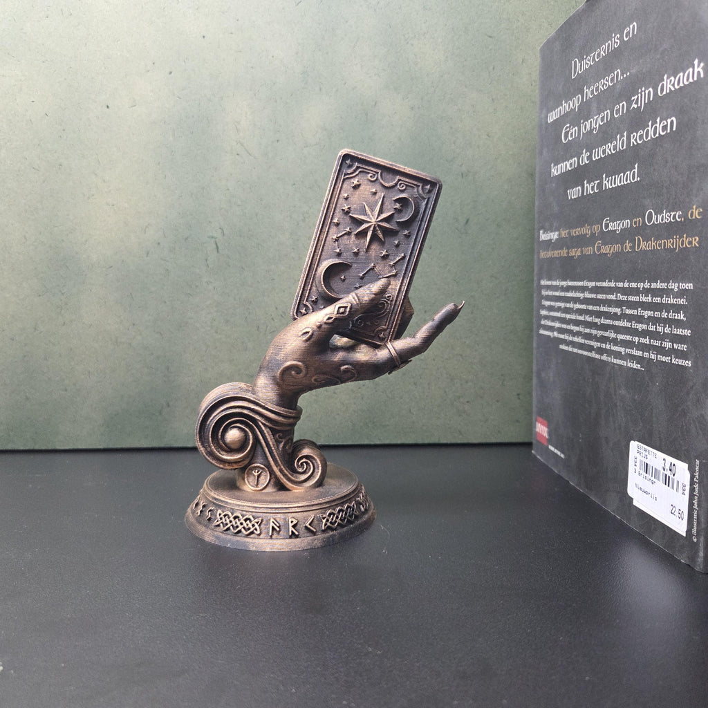 Tarot Hand Statue | Witchy Occult Decor | Mystical Hand Holding Tarot Card | Dark Academia Decor | Gothic Bookshelf Ornament