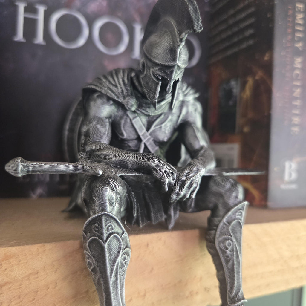 Ancient Greek Warrior Shelf Sitter | Odyssey Inspired Greek Statue | Odysseus Decor | Hoplite Warrior Book Shelf Decor