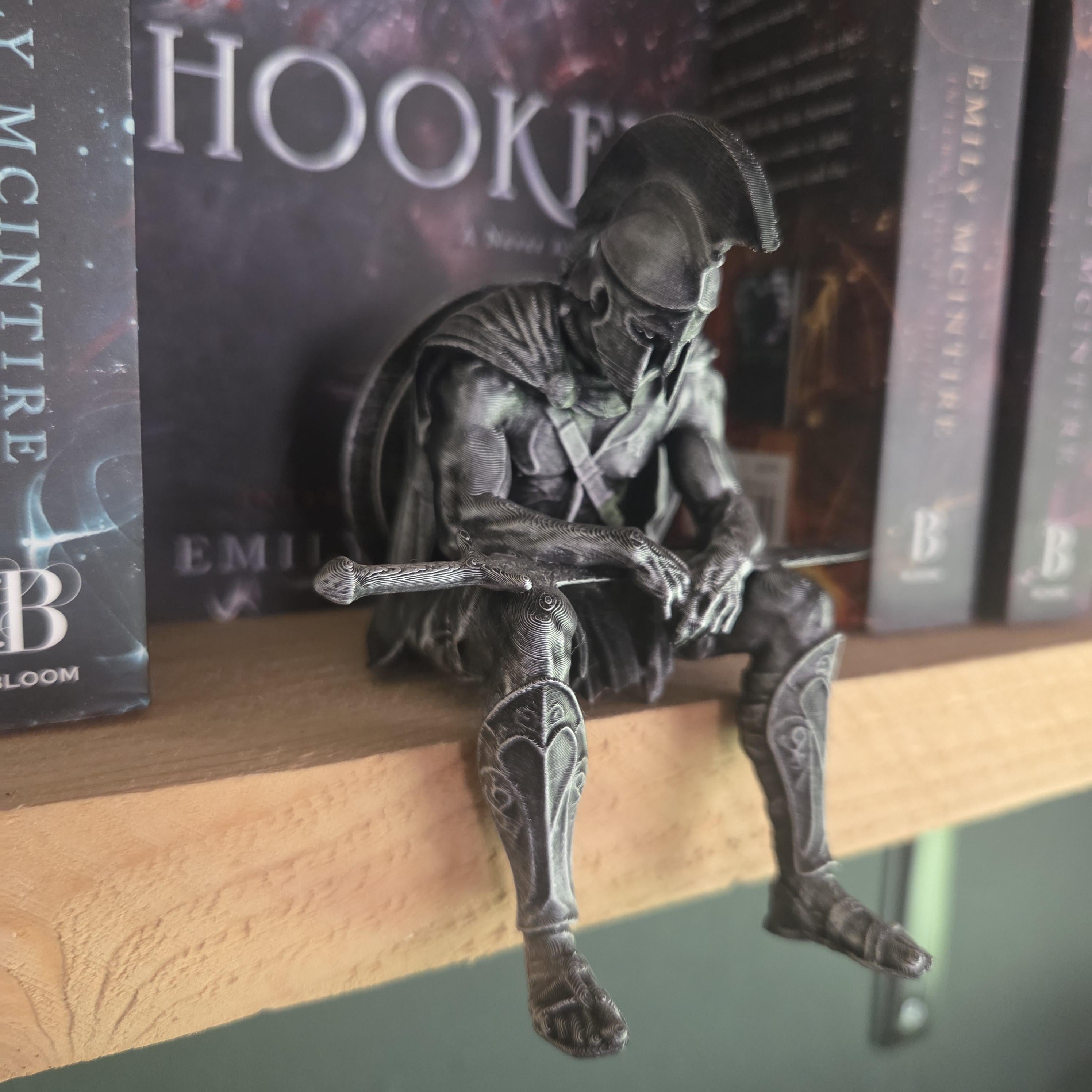 Ancient Greek Warrior Shelf Sitter | Odyssey Inspired Greek Statue | Odysseus Decor | Hoplite Warrior Book Shelf Decor