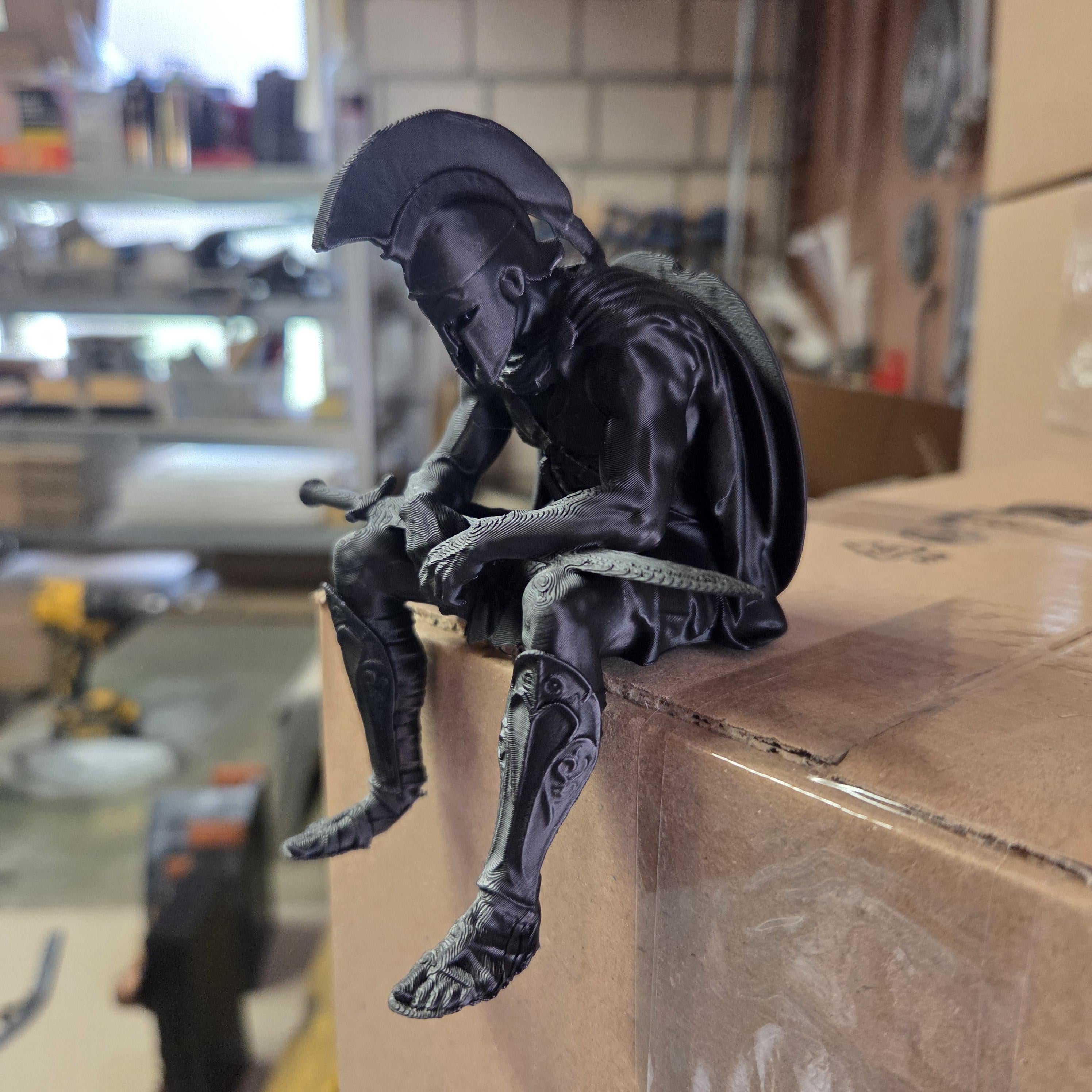 Ancient Greek Warrior Shelf Sitter | Odyssey Inspired Greek Statue | Odysseus Decor | Hoplite Warrior Book Shelf Decor