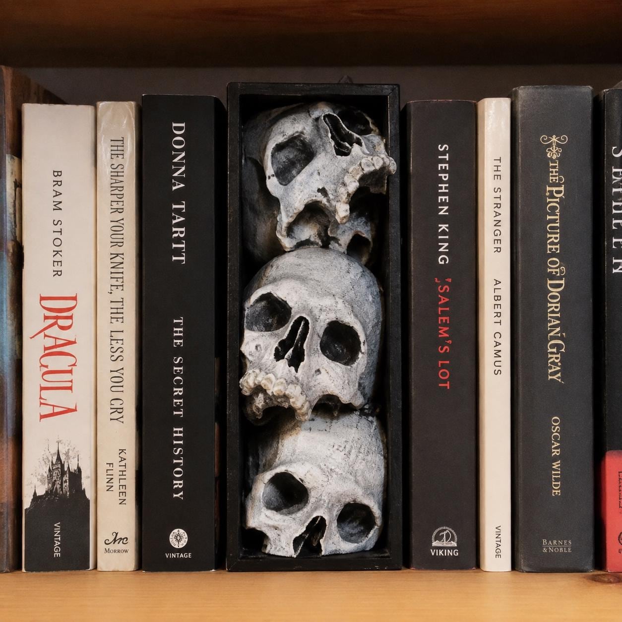 Skull Book Nook | Gothic Bookshelf Insert | Macabre Skeleton Decor | Dark Academia Book Shelf Decor | Horror Book Lover Gift
