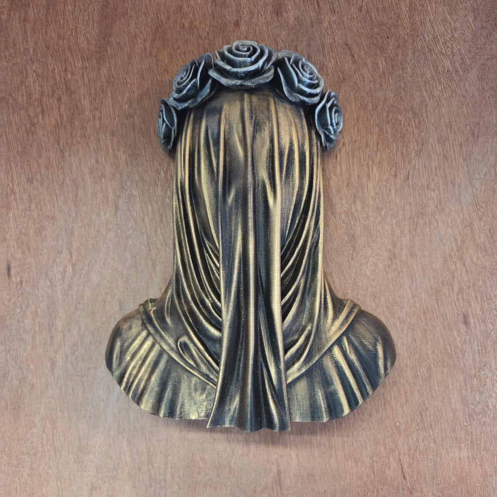 Gothic Veiled Woman Wall Decor | Rose Crown Wall Sculpture | Dark Academia Decor | Gothic Wall Art | Mourning Woman Statue