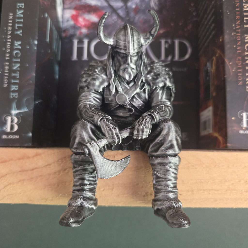 Viking Shelf Sitter Figurine | Norse Warrior with Axe | Fantasy Bookshelf Decor | Viking Gift | Dark Academia Shelf Statue