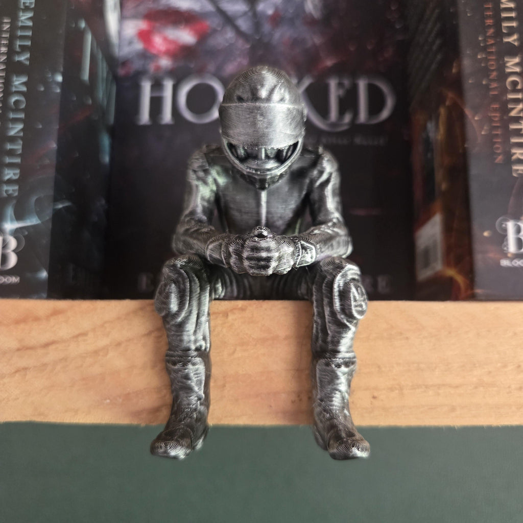 Masked Biker Shelf Sitter | Dark Romance Book Decor | Motorcycle Rider Figurine | Lights Out Inspired BookTok Gift
