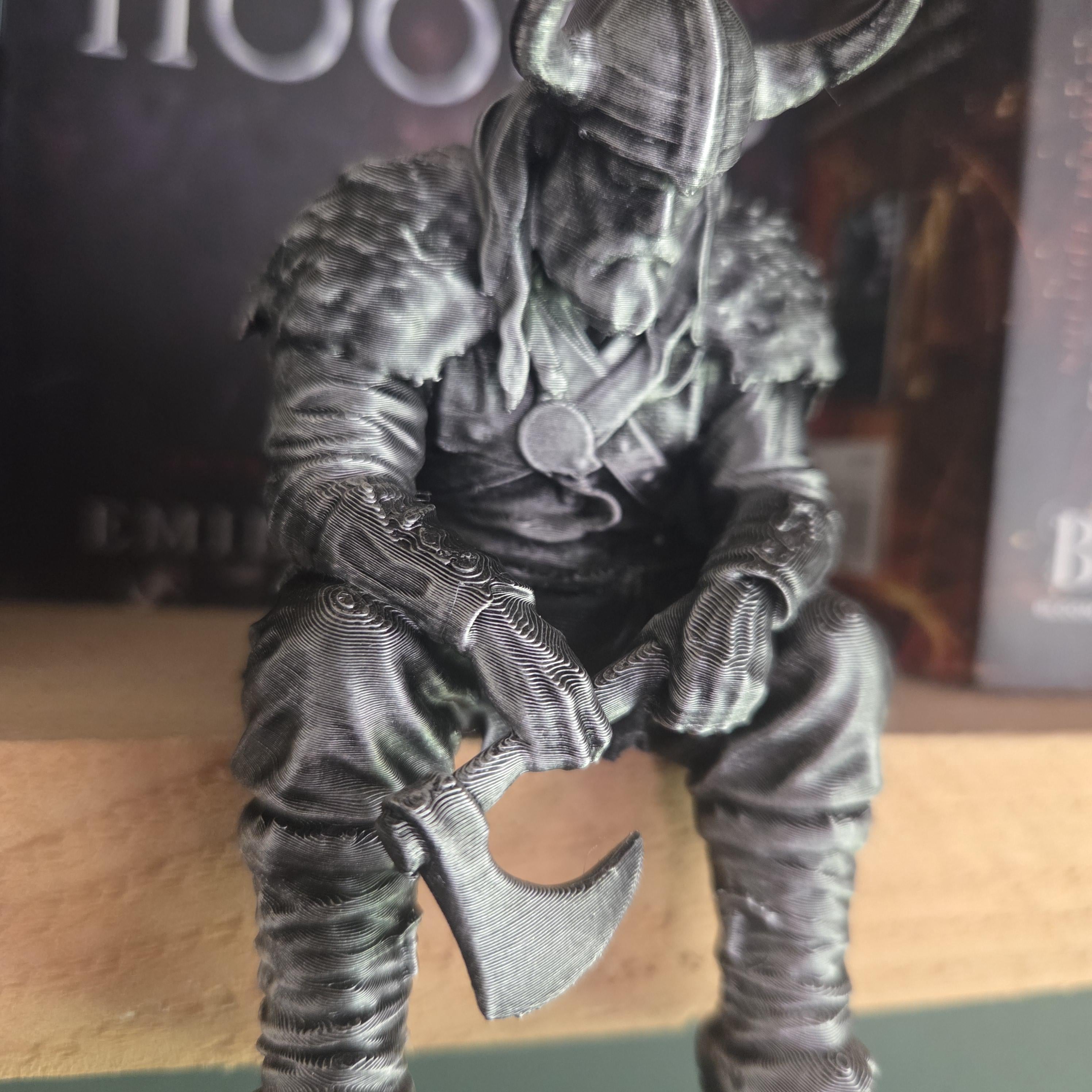 Viking Shelf Sitter Figurine | Norse Warrior with Axe | Fantasy Bookshelf Decor | Viking Gift | Dark Academia Shelf Statue