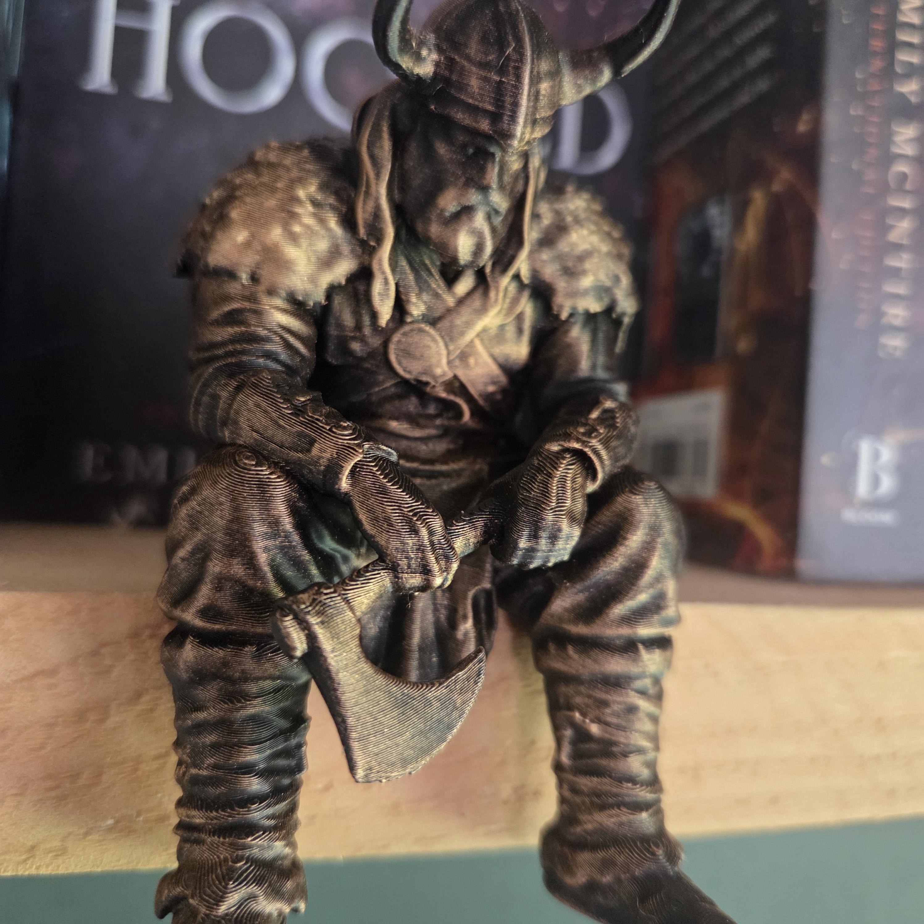 Viking Shelf Sitter Figurine | Norse Warrior with Axe | Fantasy Bookshelf Decor | Viking Gift | Dark Academia Shelf Statue