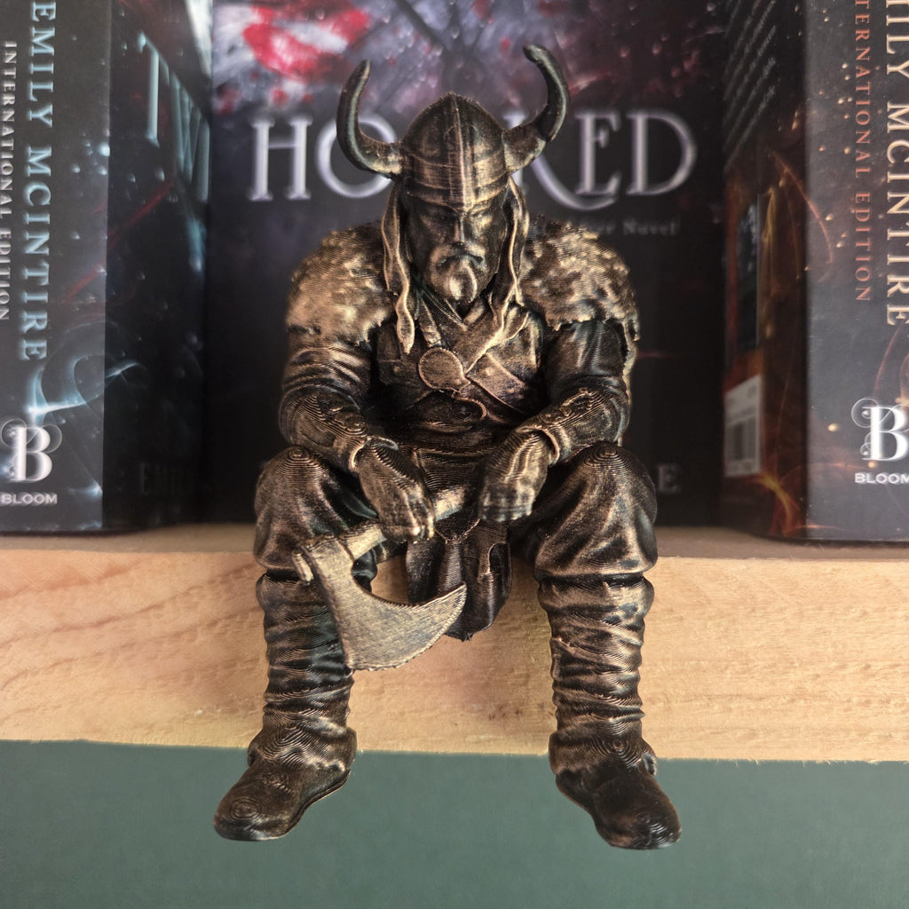 Viking Shelf Sitter Figurine | Norse Warrior with Axe | Fantasy Bookshelf Decor | Viking Gift | Dark Academia Shelf Statue
