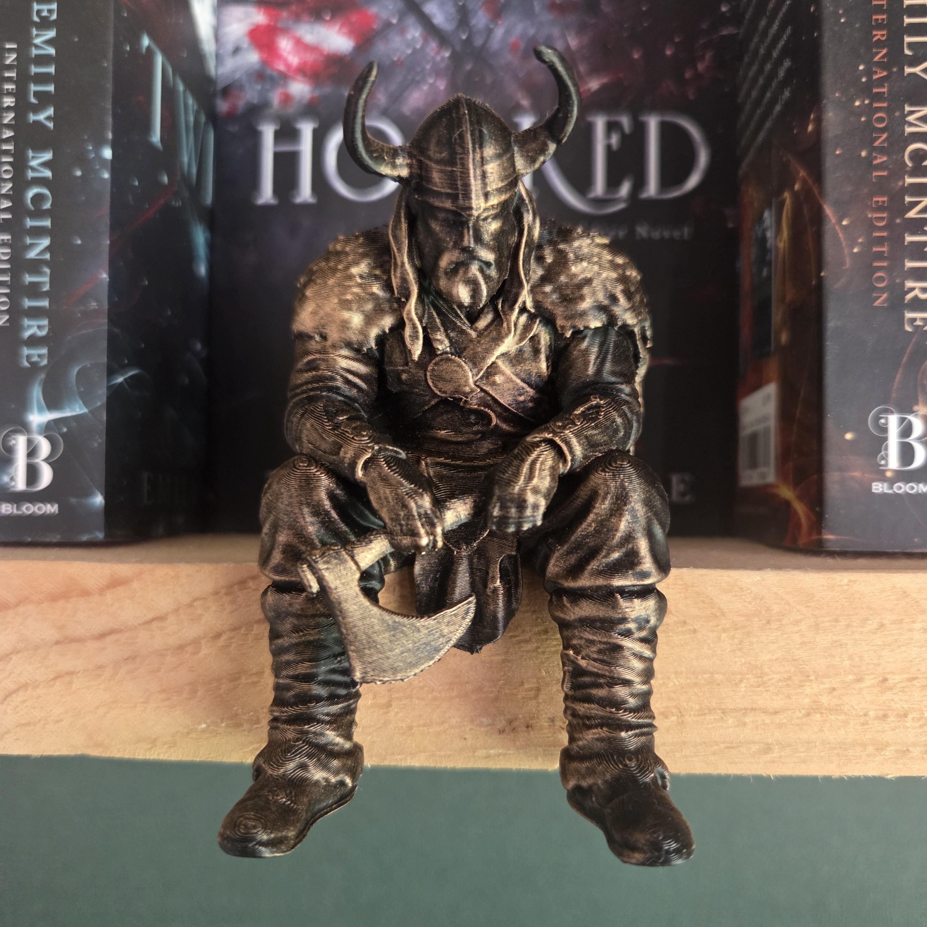 Viking Shelf Sitter Figurine | Norse Warrior with Axe | Fantasy Bookshelf Decor | Viking Gift | Dark Academia Shelf Statue