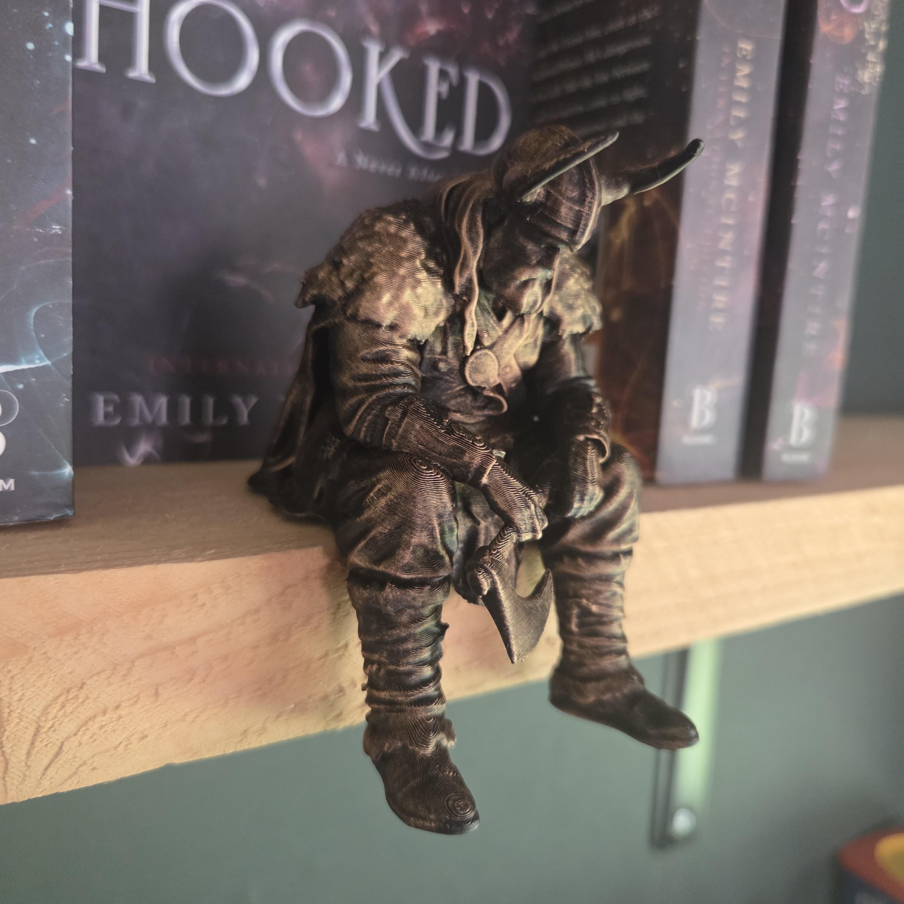 Viking Shelf Sitter Figurine | Norse Warrior with Axe | Fantasy Bookshelf Decor | Viking Gift | Dark Academia Shelf Statue