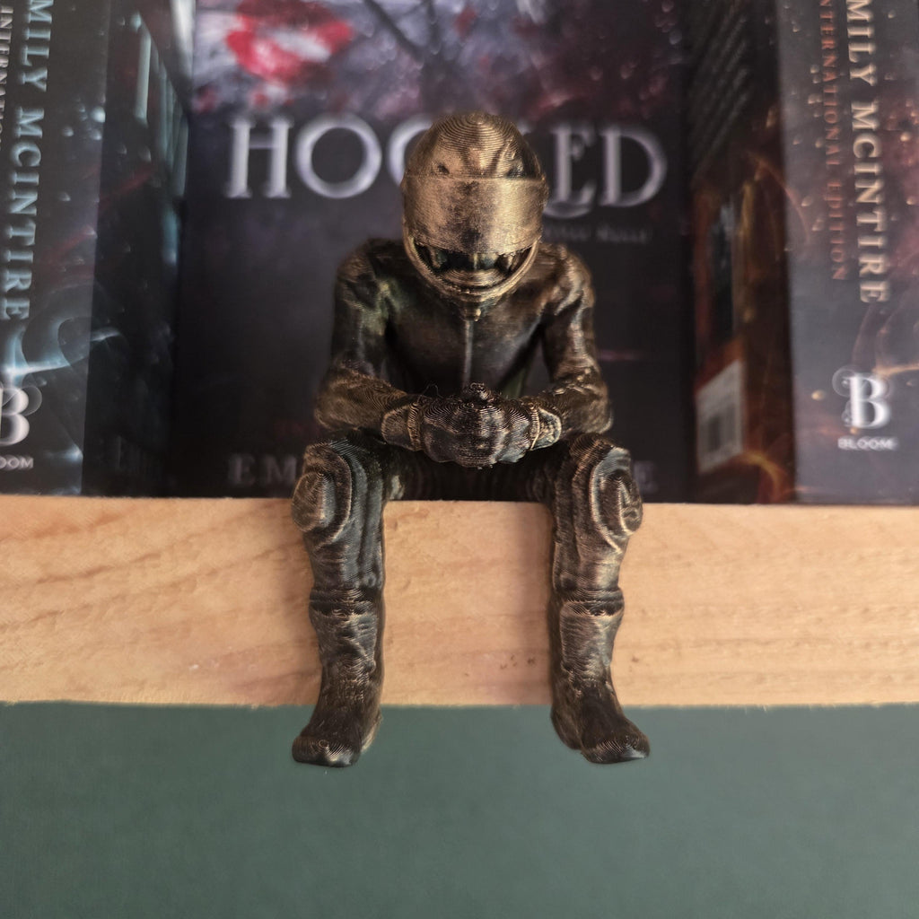 Masked Biker Shelf Sitter | Dark Romance Book Decor | Motorcycle Rider Figurine | Lights Out Inspired BookTok Gift