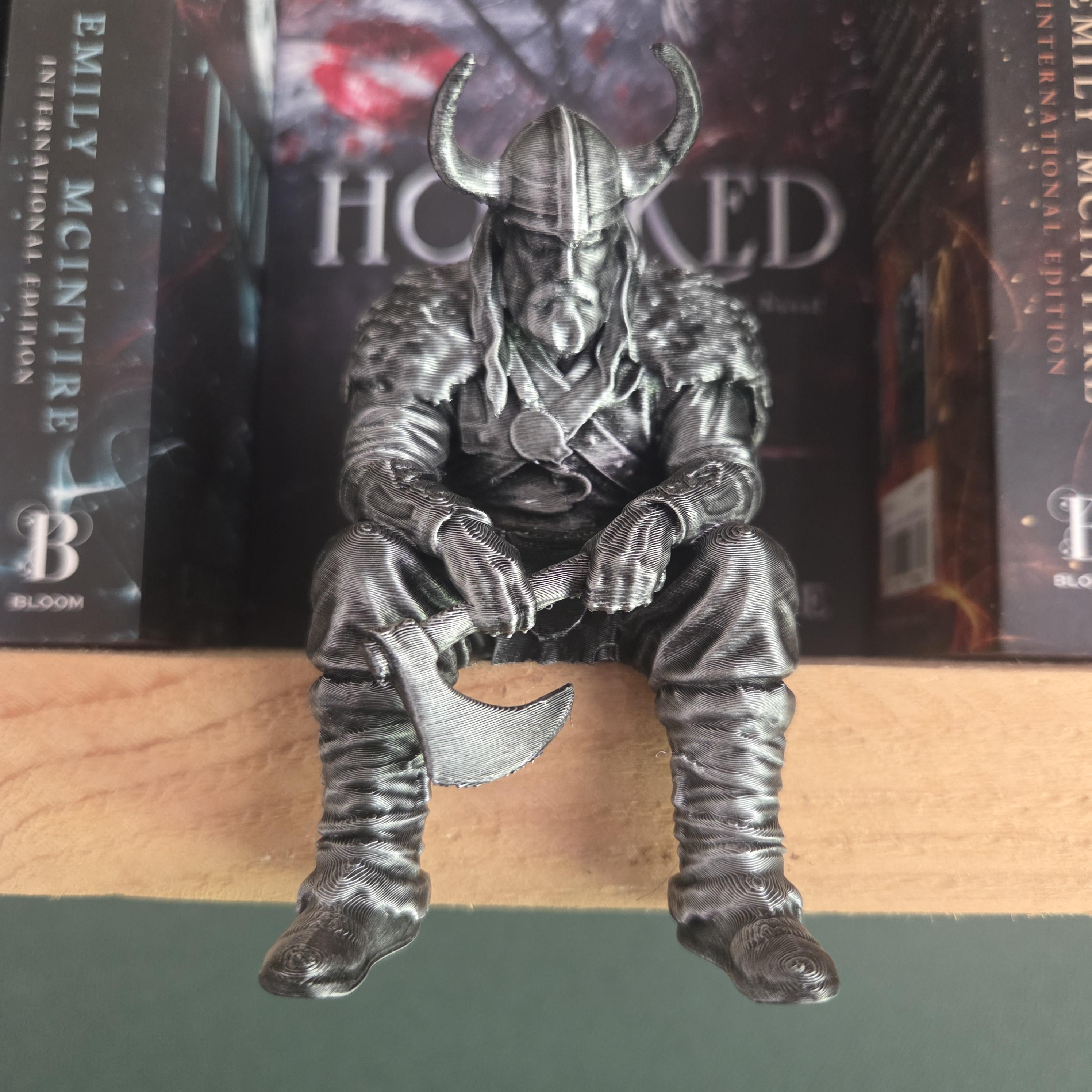 Viking Shelf Sitter Figurine | Norse Warrior with Axe | Fantasy Bookshelf Decor | Viking Gift | Dark Academia Shelf Statue