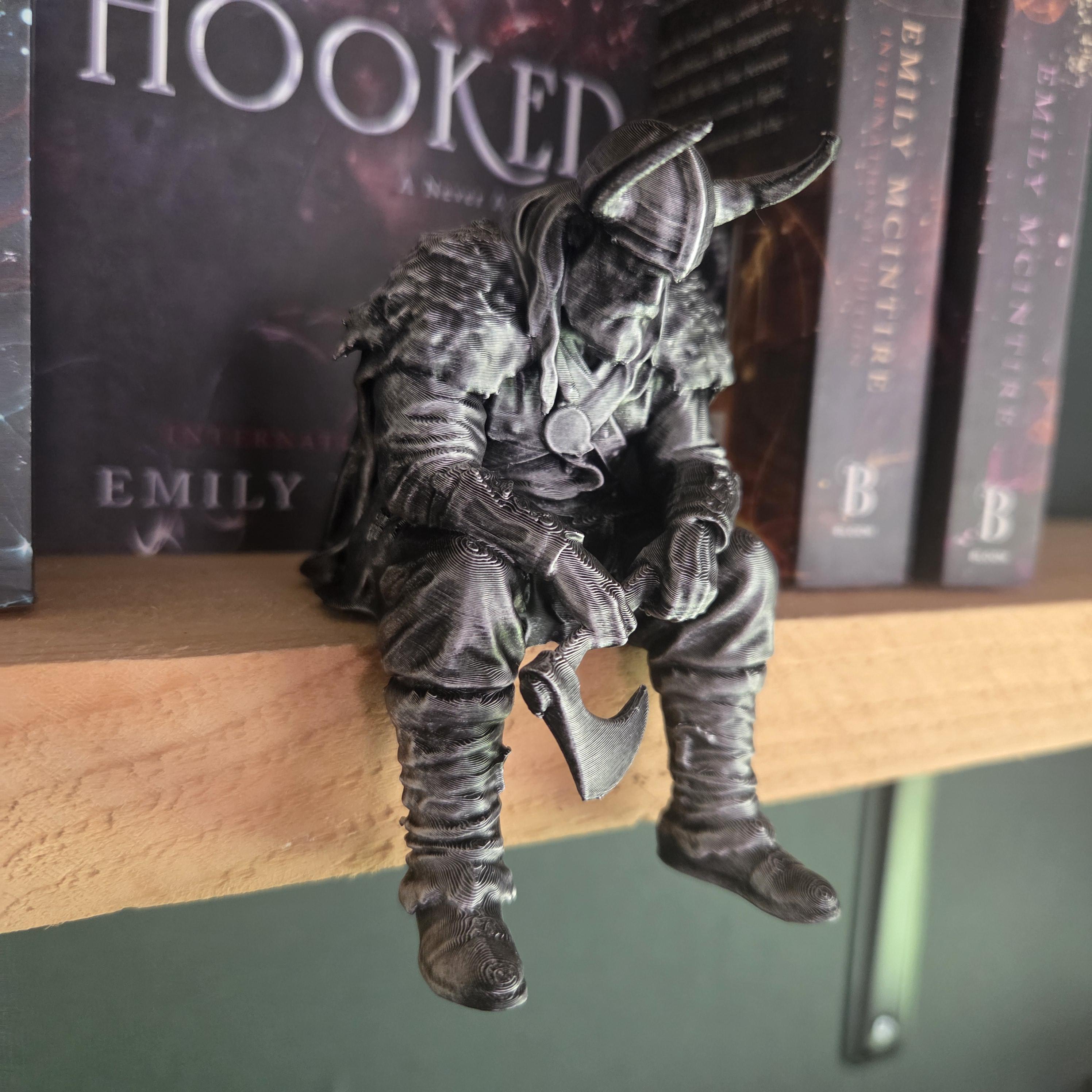 Viking Shelf Sitter Figurine | Norse Warrior with Axe | Fantasy Bookshelf Decor | Viking Gift | Dark Academia Shelf Statue