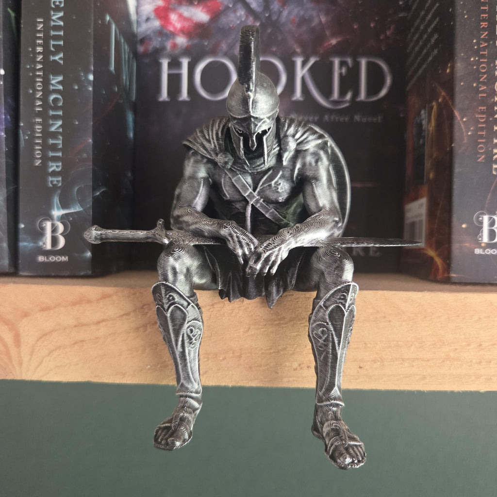 Ancient Greek Warrior Shelf Sitter | Odyssey Inspired Greek Statue | Odysseus Decor | Hoplite Warrior Book Shelf Decor