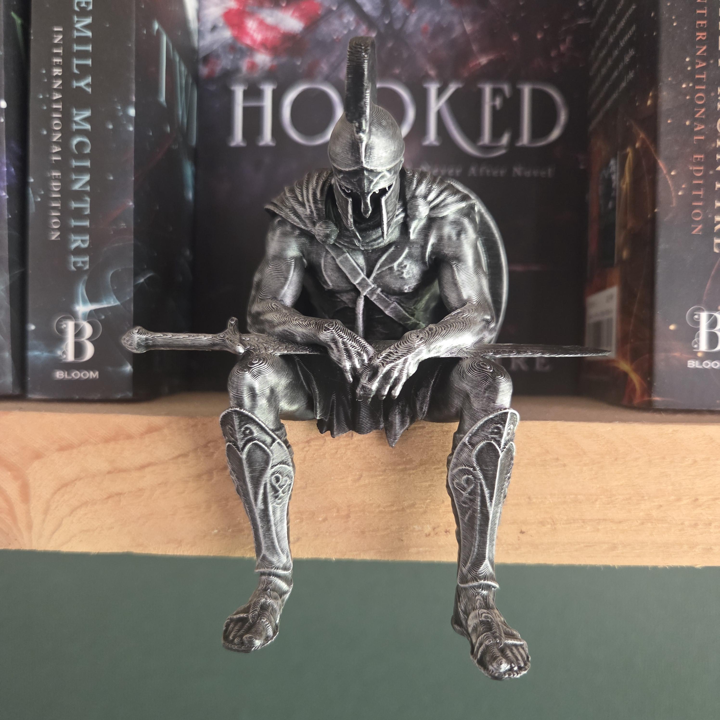 Ancient Greek Warrior Shelf Sitter | Odyssey Inspired Greek Statue | Odysseus Decor | Hoplite Warrior Book Shelf Decor
