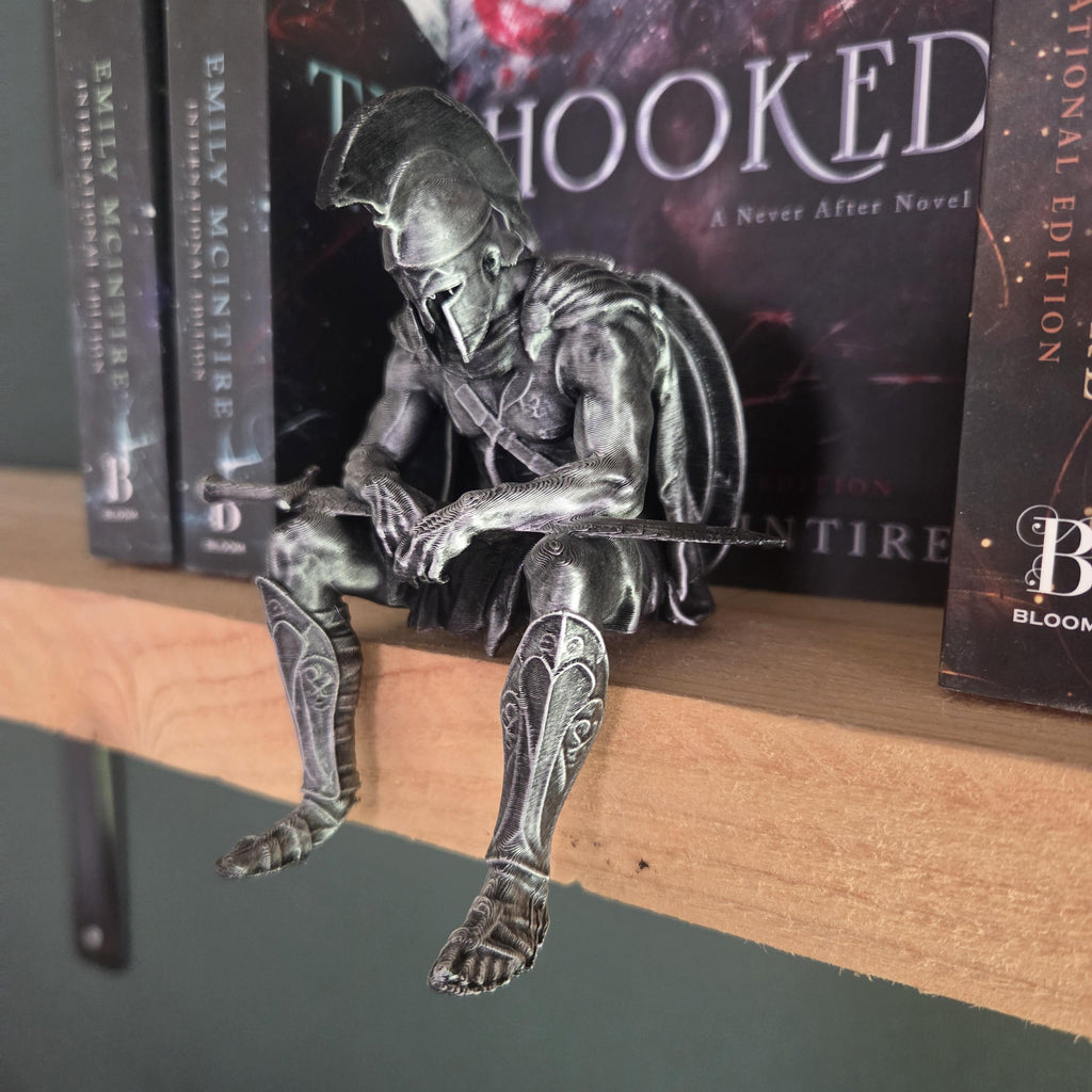 Ancient Greek Warrior Shelf Sitter | Odyssey Inspired Greek Statue | Odysseus Decor | Hoplite Warrior Book Shelf Decor