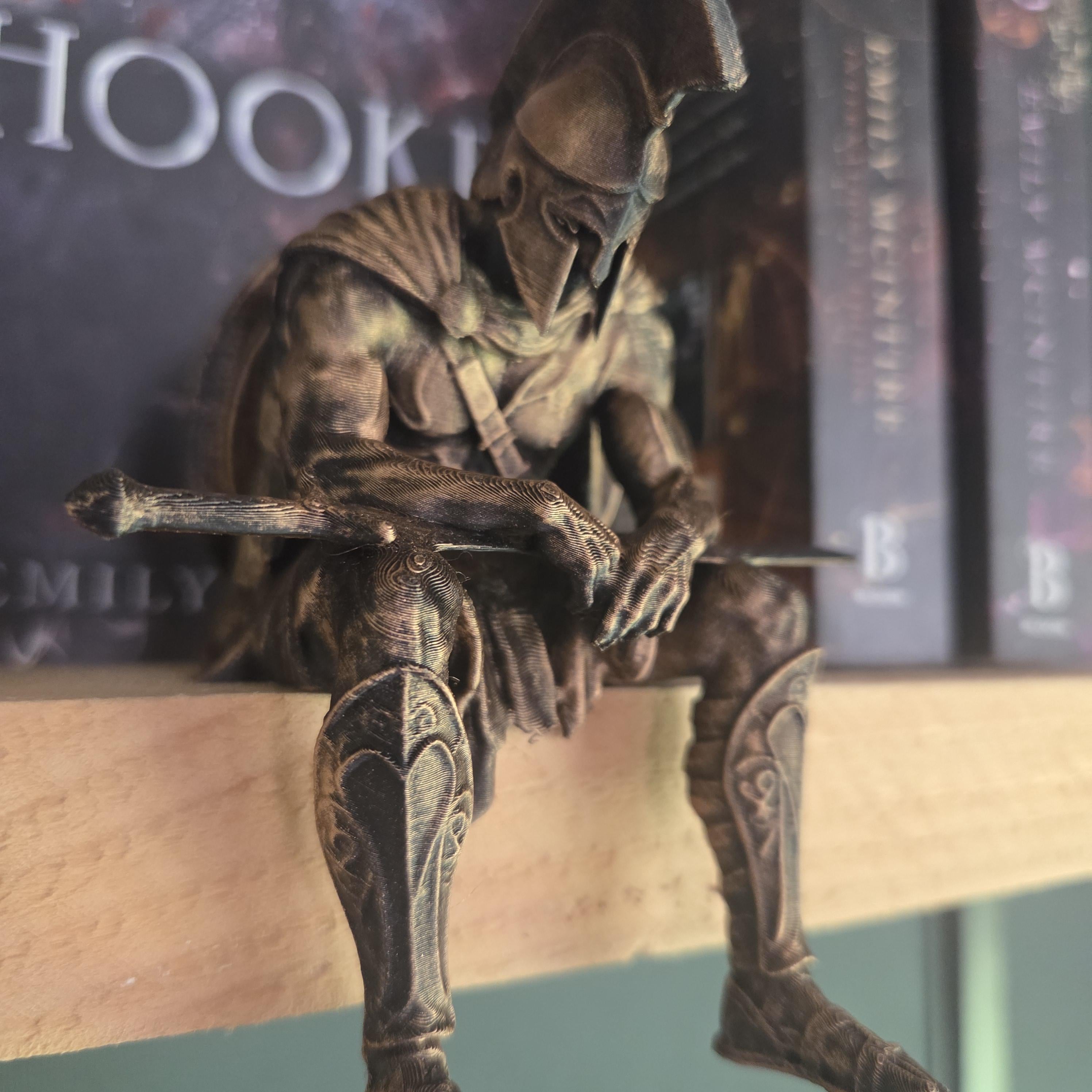 Ancient Greek Warrior Shelf Sitter | Odyssey Inspired Greek Statue | Odysseus Decor | Hoplite Warrior Book Shelf Decor