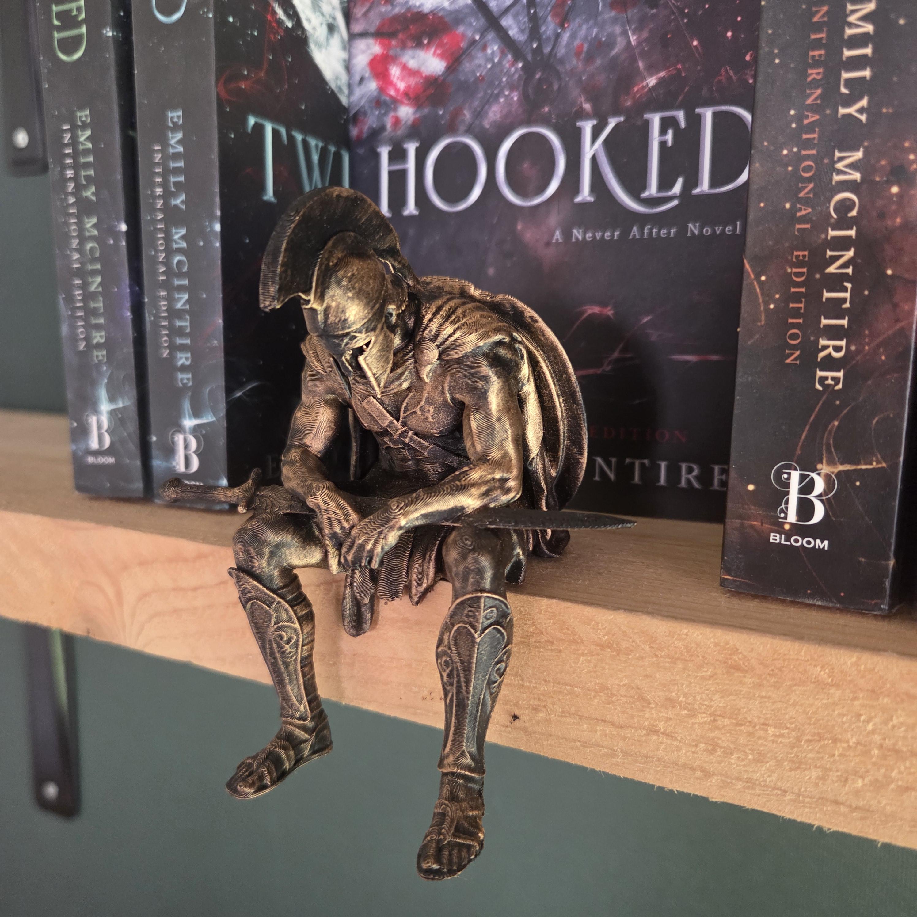Ancient Greek Warrior Shelf Sitter | Odyssey Inspired Greek Statue | Odysseus Decor | Hoplite Warrior Book Shelf Decor