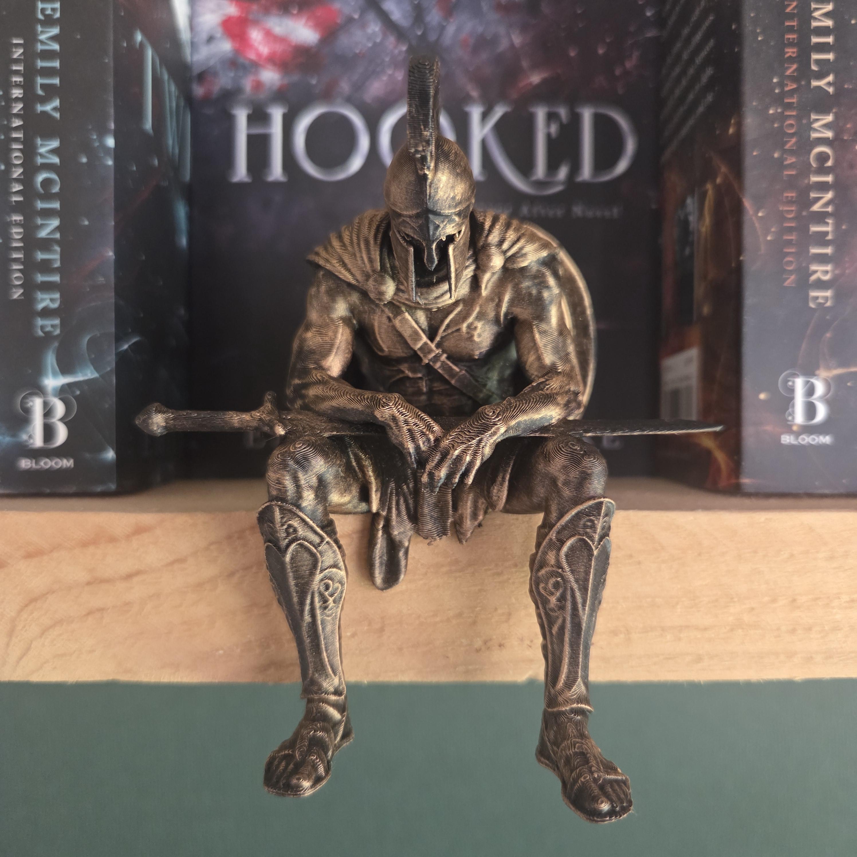 Ancient Greek Warrior Shelf Sitter | Odyssey Inspired Greek Statue | Odysseus Decor | Hoplite Warrior Book Shelf Decor