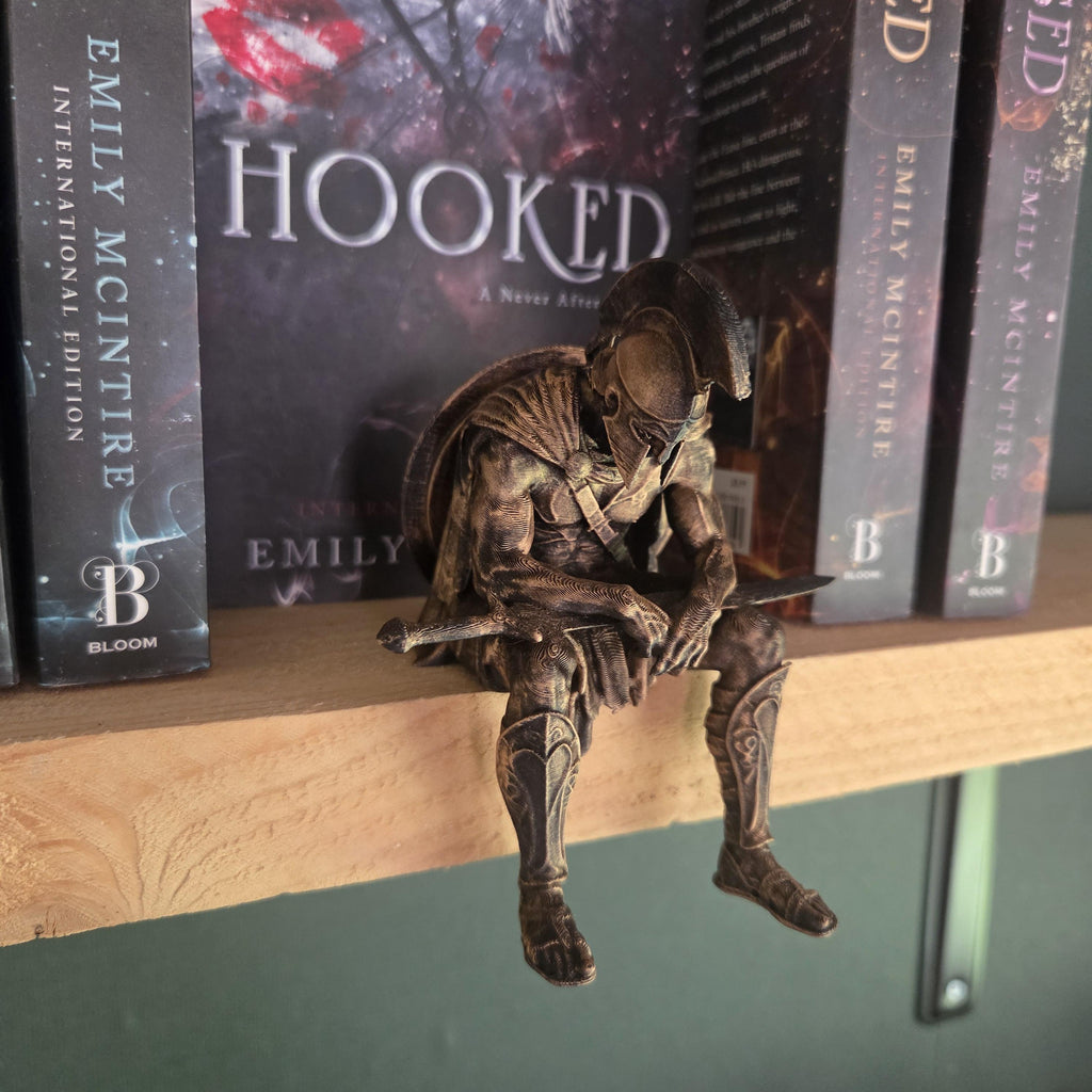 Ancient Greek Warrior Shelf Sitter | Odyssey Inspired Greek Statue | Odysseus Decor | Hoplite Warrior Book Shelf Decor