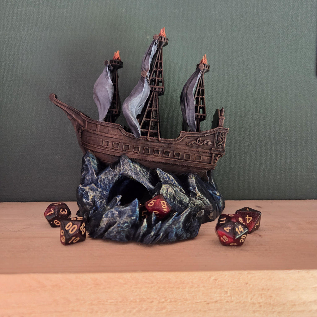 Ghost Ship Dice Tower | Pirate Ship DnD Dice Tower | Fantasy RPG Dice Roller | Gothic Tabletop Gaming Decor | Dungeons and Dragons Gift