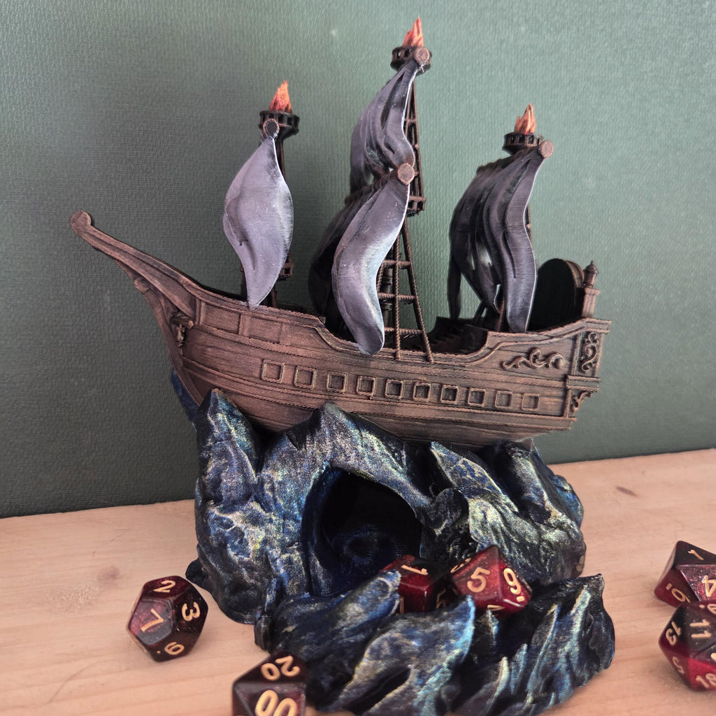 Ghost Ship Dice Tower | Pirate Ship DnD Dice Tower | Fantasy RPG Dice Roller | Gothic Tabletop Gaming Decor | Dungeons and Dragons Gift