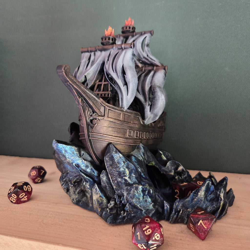 Ghost Ship Dice Tower | Pirate Ship DnD Dice Tower | Fantasy RPG Dice Roller | Gothic Tabletop Gaming Decor | Dungeons and Dragons Gift