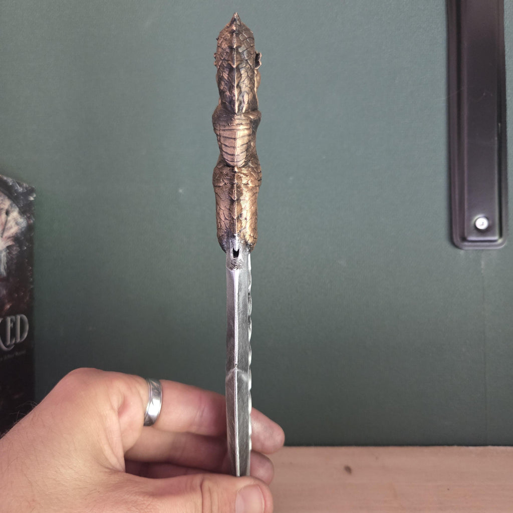 Dragon Dagger with Stand | Fantasy Knife Decor | Gothic Desk Decor | 3D Printed Dragon Blade | Bookish Gift | Fantasy Collectible