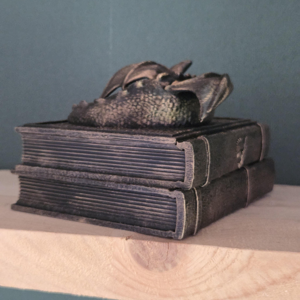 Sleeping Dragon Dice Box – Fantasy Book Dice Storage – DnD Dice Holder – Tabletop RPG Accessory – Dragon Gamer Gift