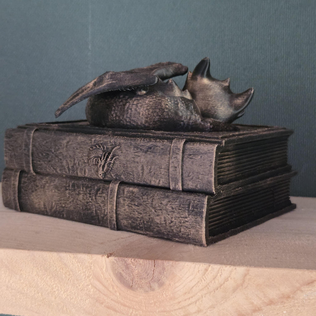 Sleeping Dragon Dice Box – Fantasy Book Dice Storage – DnD Dice Holder – Tabletop RPG Accessory – Dragon Gamer Gift