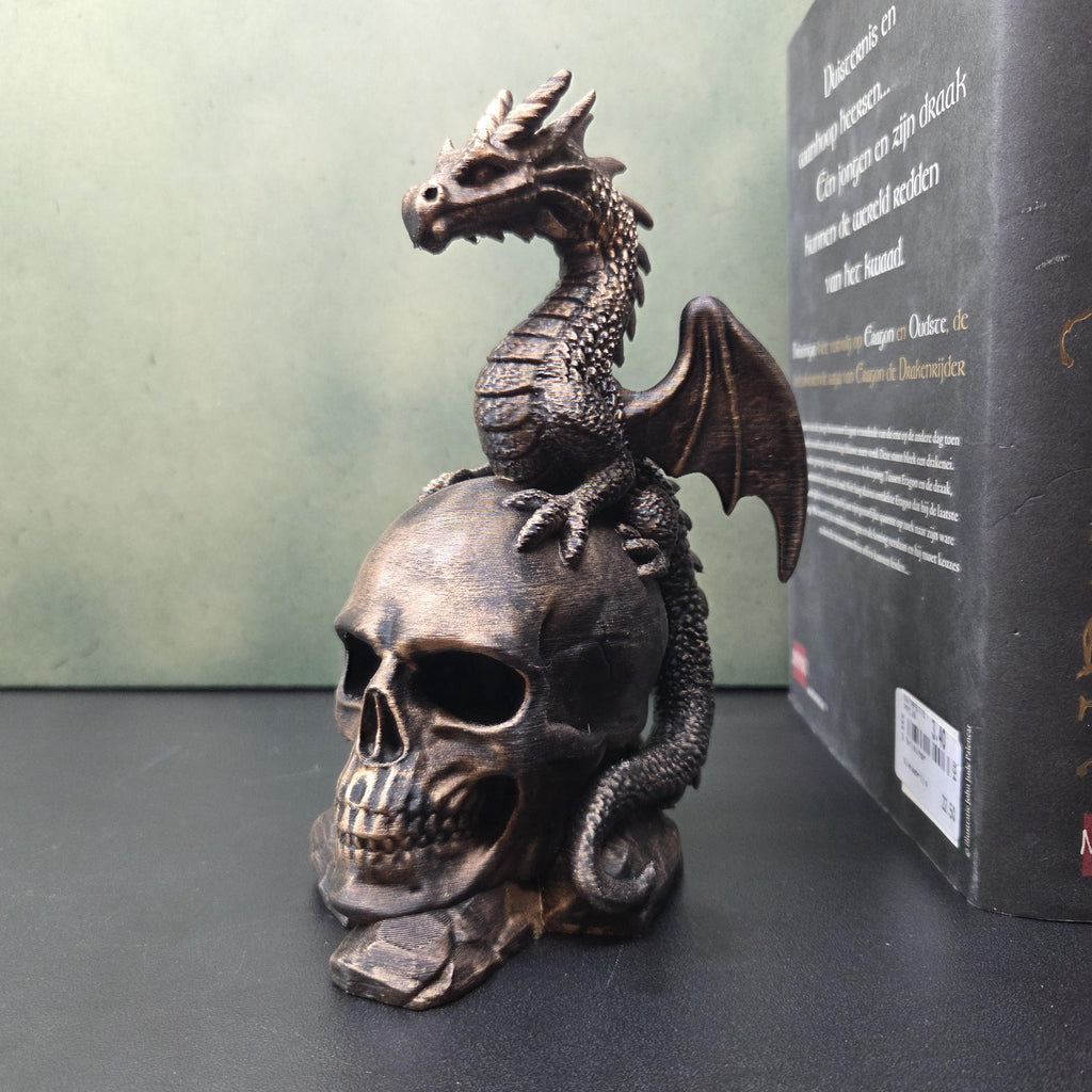 Dragon on Skull Statue | Gothic Dragon Decor | Skull Sculpture | Dark Fantasy Decor | Dragon Lover Gift | Dark Academia Ornament