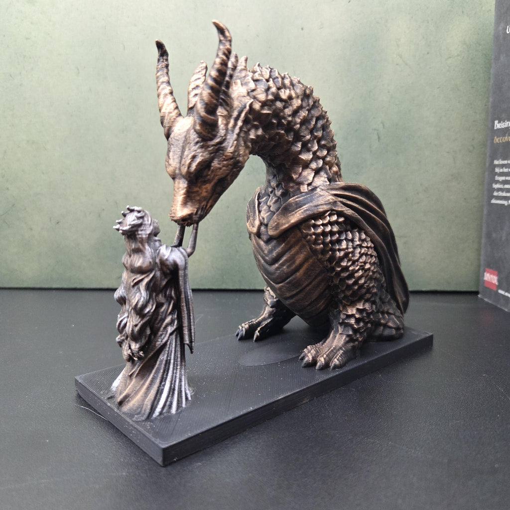 Dragon Rider Statue | Woman and Dragon Sculpture | Fantasy Bookish Decor | Dragon Lover Gift | Dark Academia Bookshelf Decor