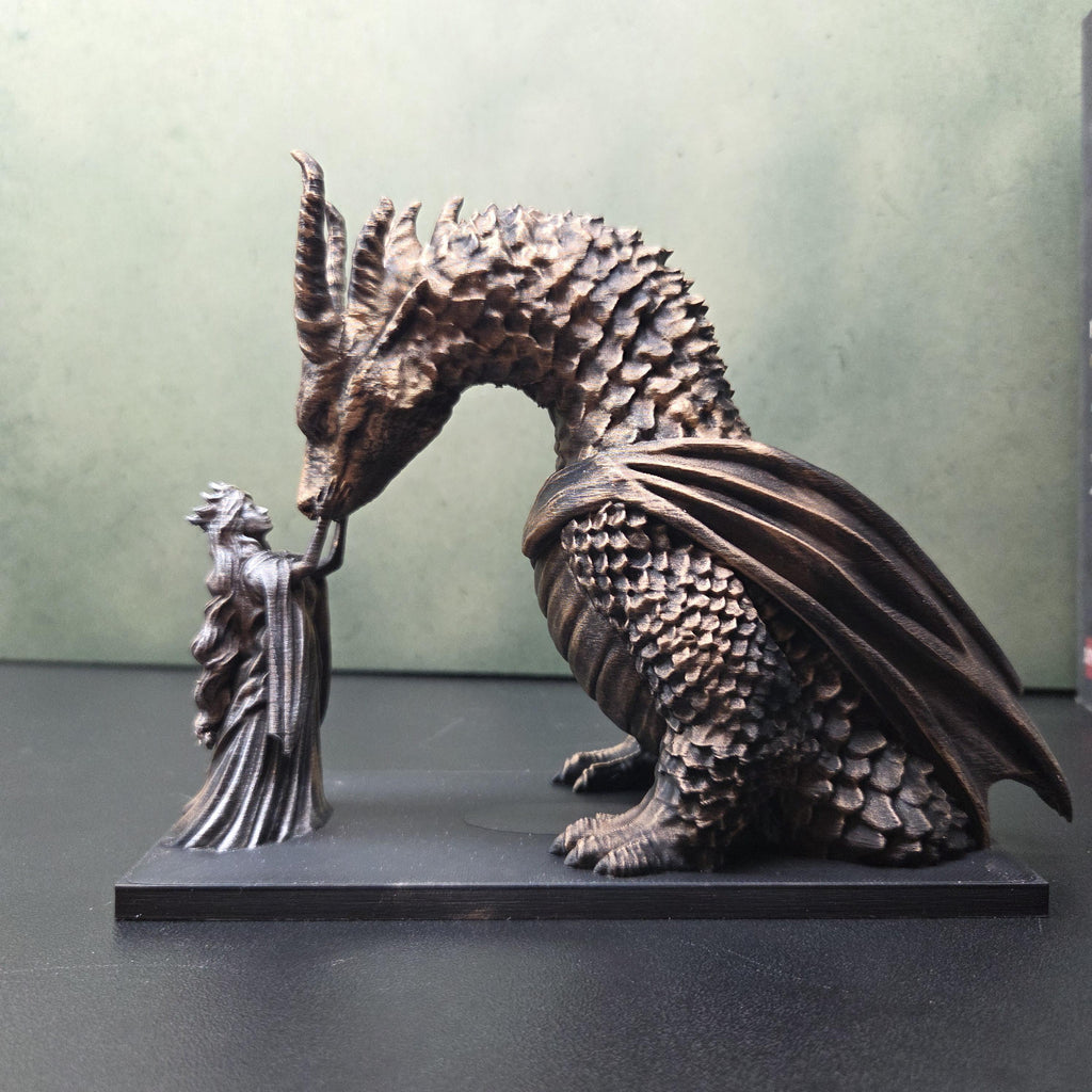 Dragon Rider Statue | Woman and Dragon Sculpture | Fantasy Bookish Decor | Dragon Lover Gift | Dark Academia Bookshelf Decor