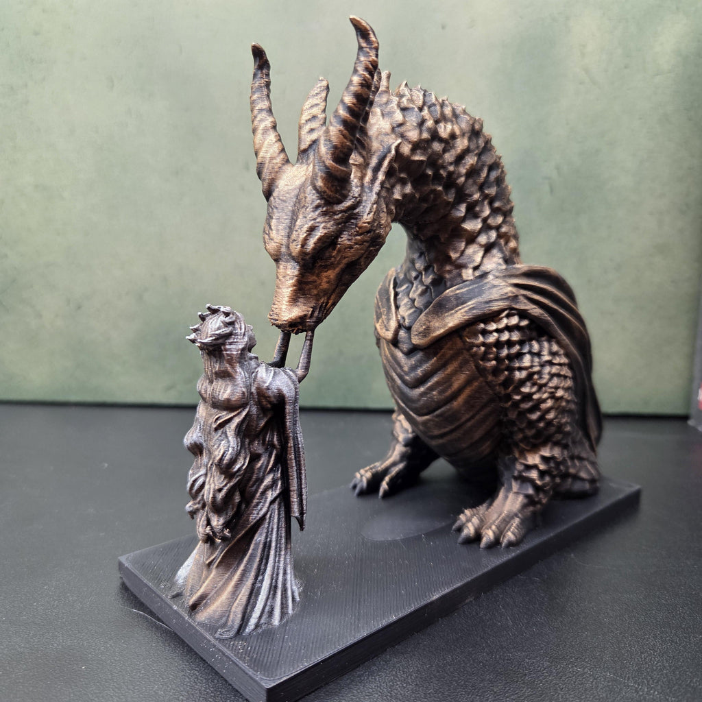 Dragon Rider Statue | Woman and Dragon Sculpture | Fantasy Bookish Decor | Dragon Lover Gift | Dark Academia Bookshelf Decor