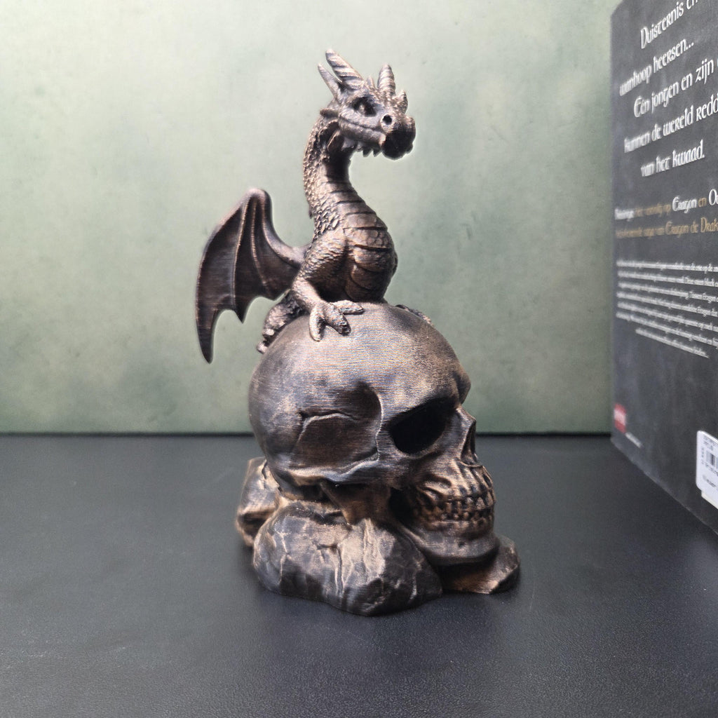 Dragon on Skull Statue | Gothic Dragon Decor | Skull Sculpture | Dark Fantasy Decor | Dragon Lover Gift | Dark Academia Ornament