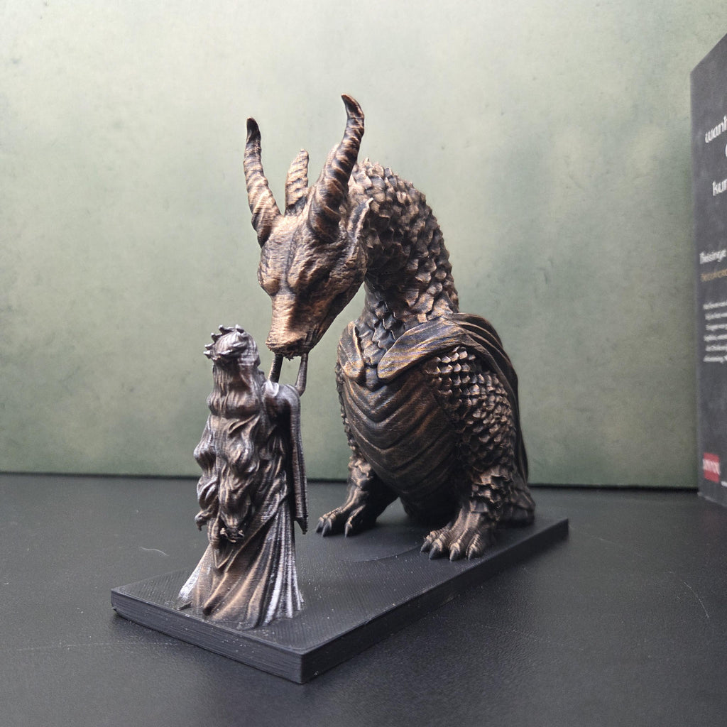 Dragon Rider Statue | Woman and Dragon Sculpture | Fantasy Bookish Decor | Dragon Lover Gift | Dark Academia Bookshelf Decor