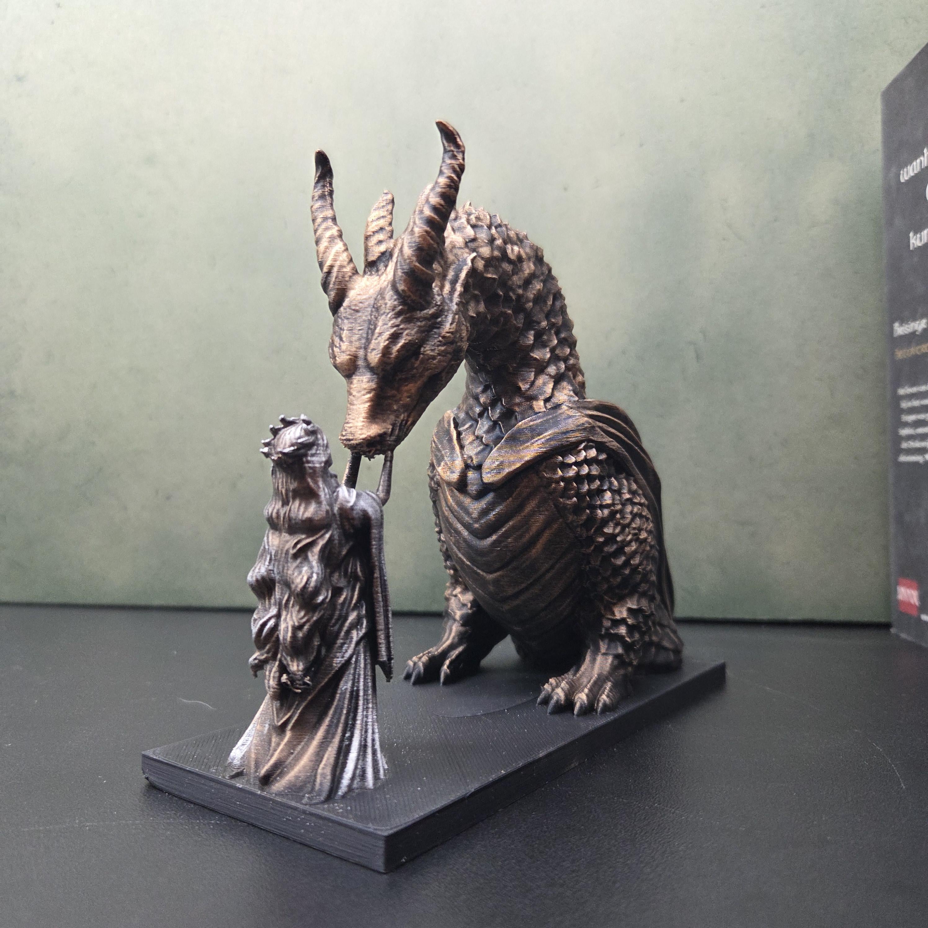 Dragon Rider Statue | Woman and Dragon Sculpture | Fantasy Bookish Decor | Dragon Lover Gift | Dark Academia Bookshelf Decor