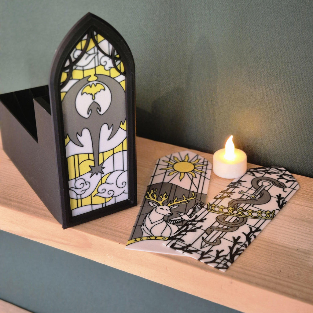 Book Nook The Celestial Dragon – Illuminated Stained Glass with Hidden Storage
